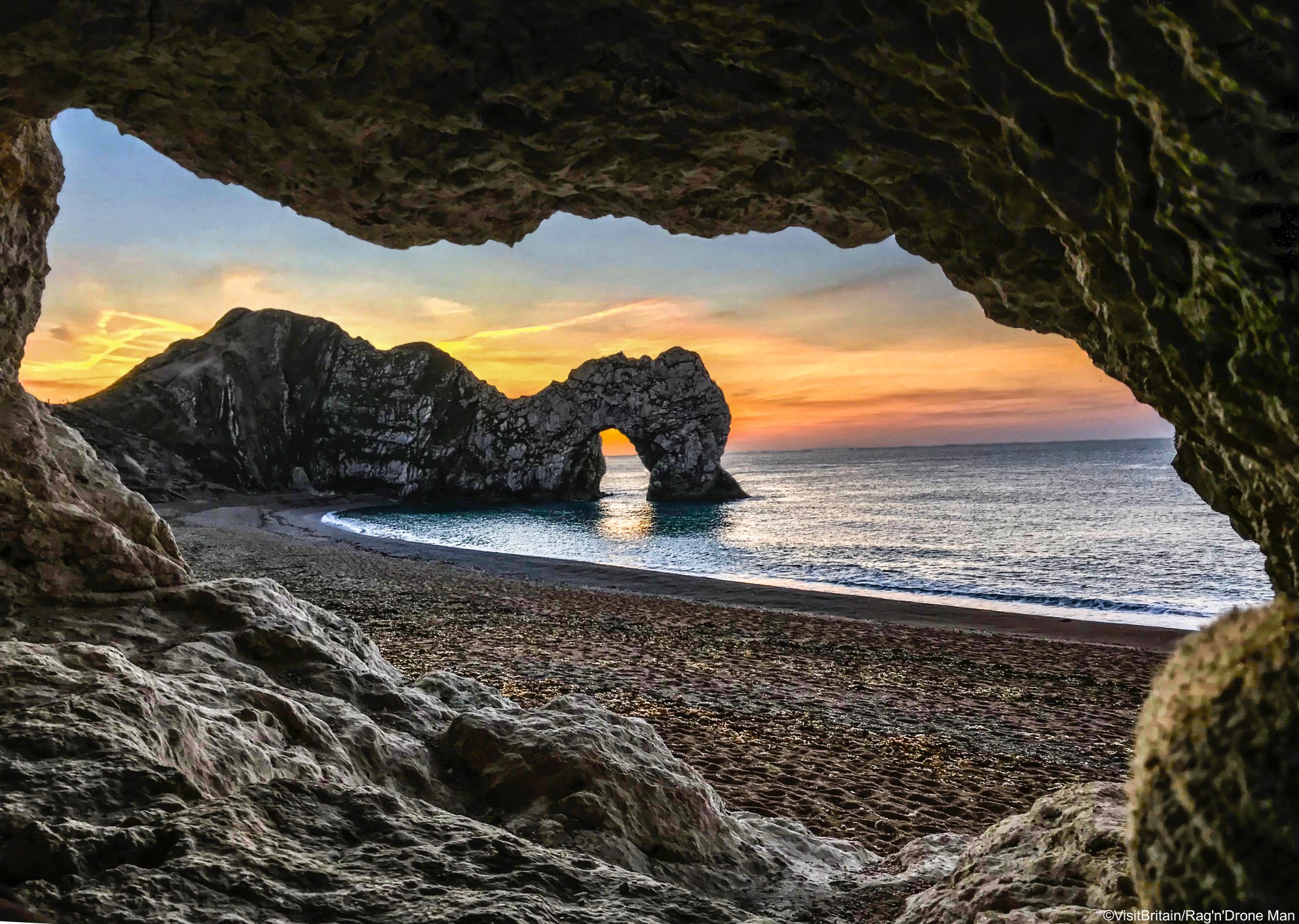 Sunset over Durdle Door, Dorset, England. TIF file available upon request - please contact info@visitbritainimages.com
